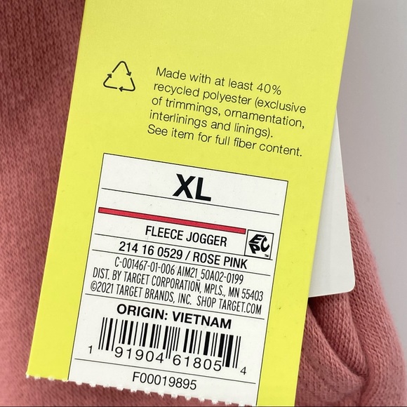 All in Motion Womens Rose Pink High Waist Fleece Joggers XL Loungewear - Picture 6 of 6